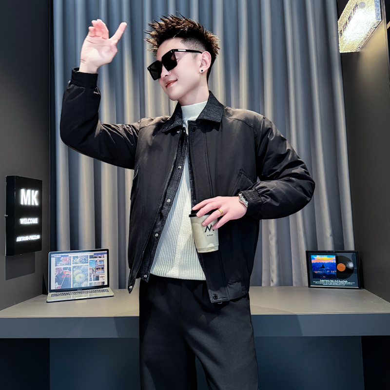 黑首314B-2-M49-P138控178冬新款假两件棉衣男休闲流行外套棉衣，男装棉衣，星座314B-2