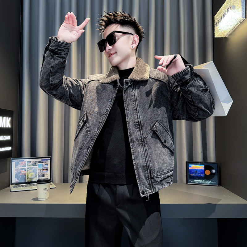 黑首314B-2-F01-P148控198冬款加厚牛仔棉衣男休闲棉服外套，男装棉衣，星座314B-2