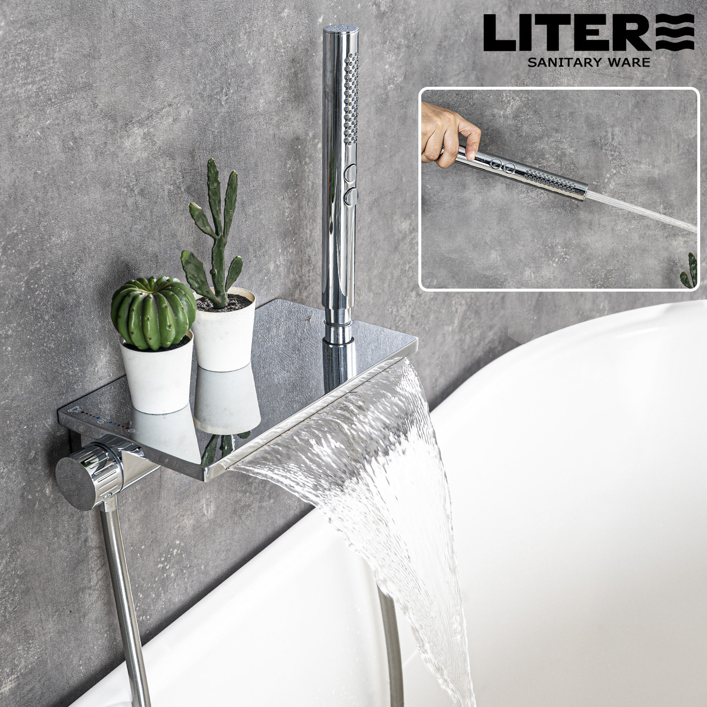 瀑布快速注水精铜浴缸水龙头冷热挂墙式浴盆水池水龙头贴墙无缝,家装主材,浴缸龙头/淋浴龙头,淘宝优惠券,粉丝福利购,淘宝优惠卷