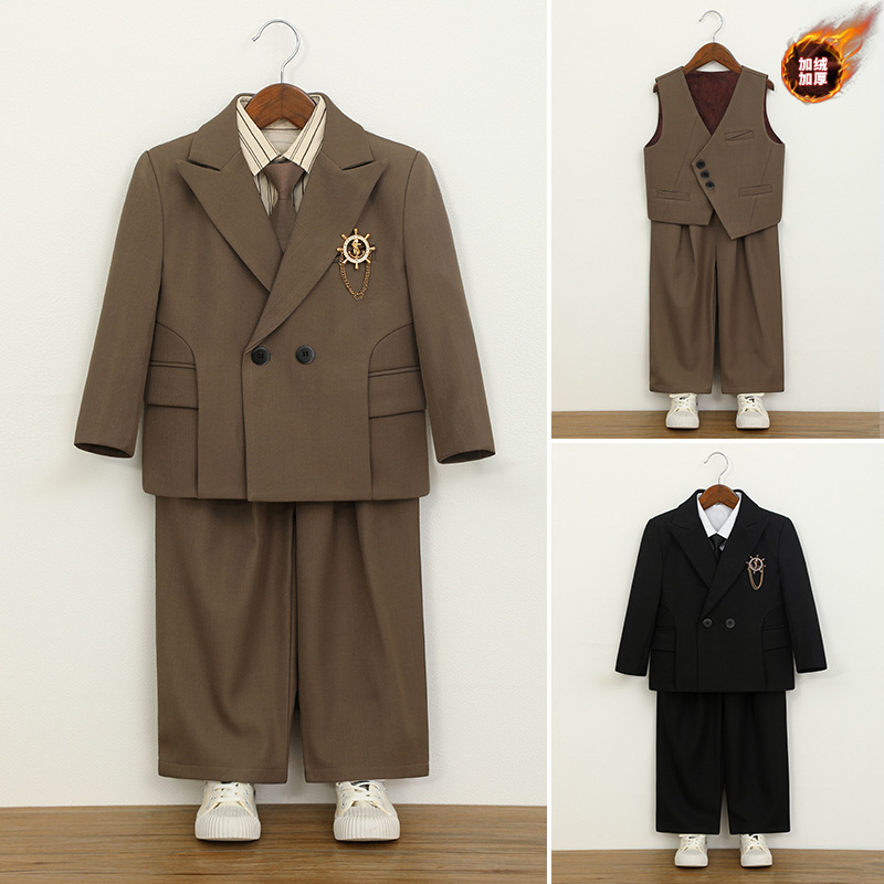 男童冬季加绒西服加厚生日