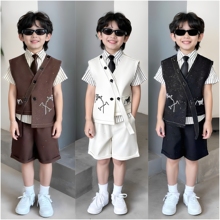 男童西装套装夏天小众生日主持人儿童礼服夏季新款男孩钢琴演出服