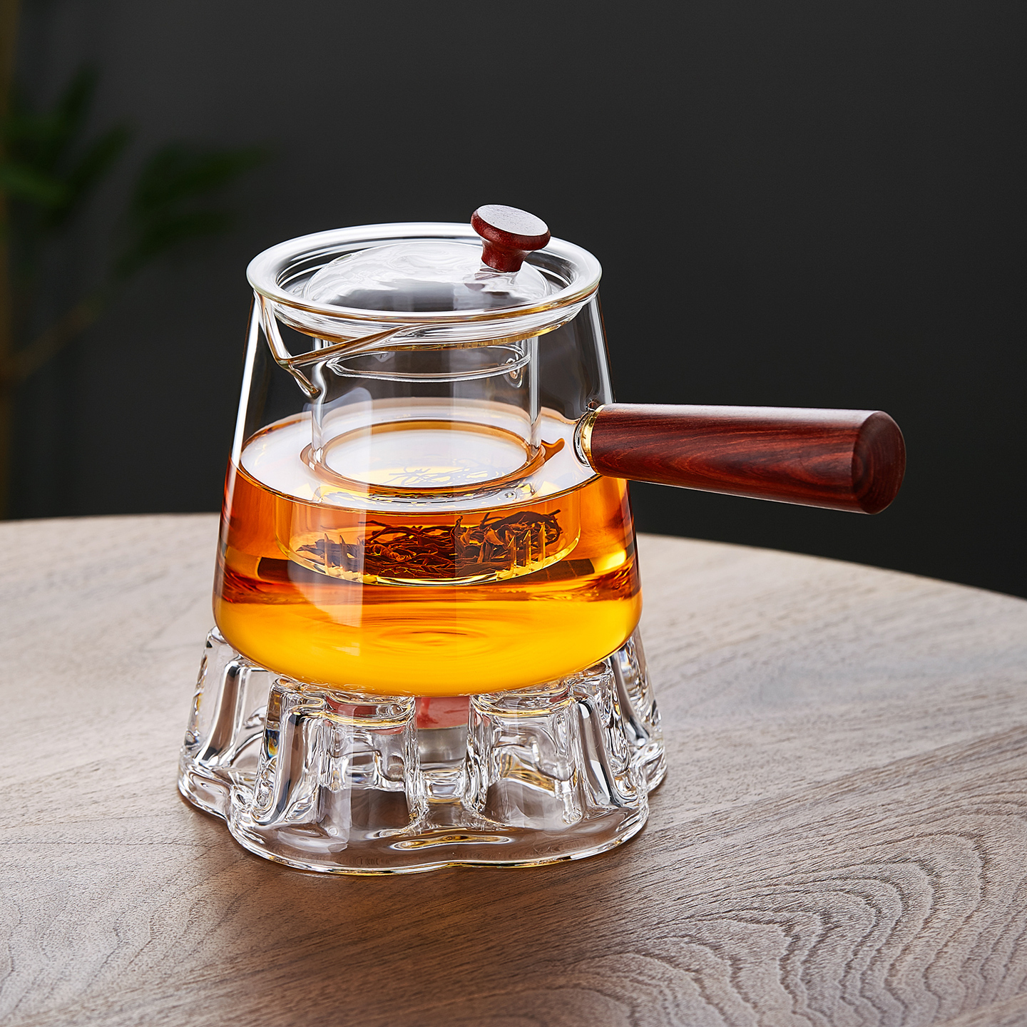 绿昌明温茶炉玻璃保温底座蜡烛台