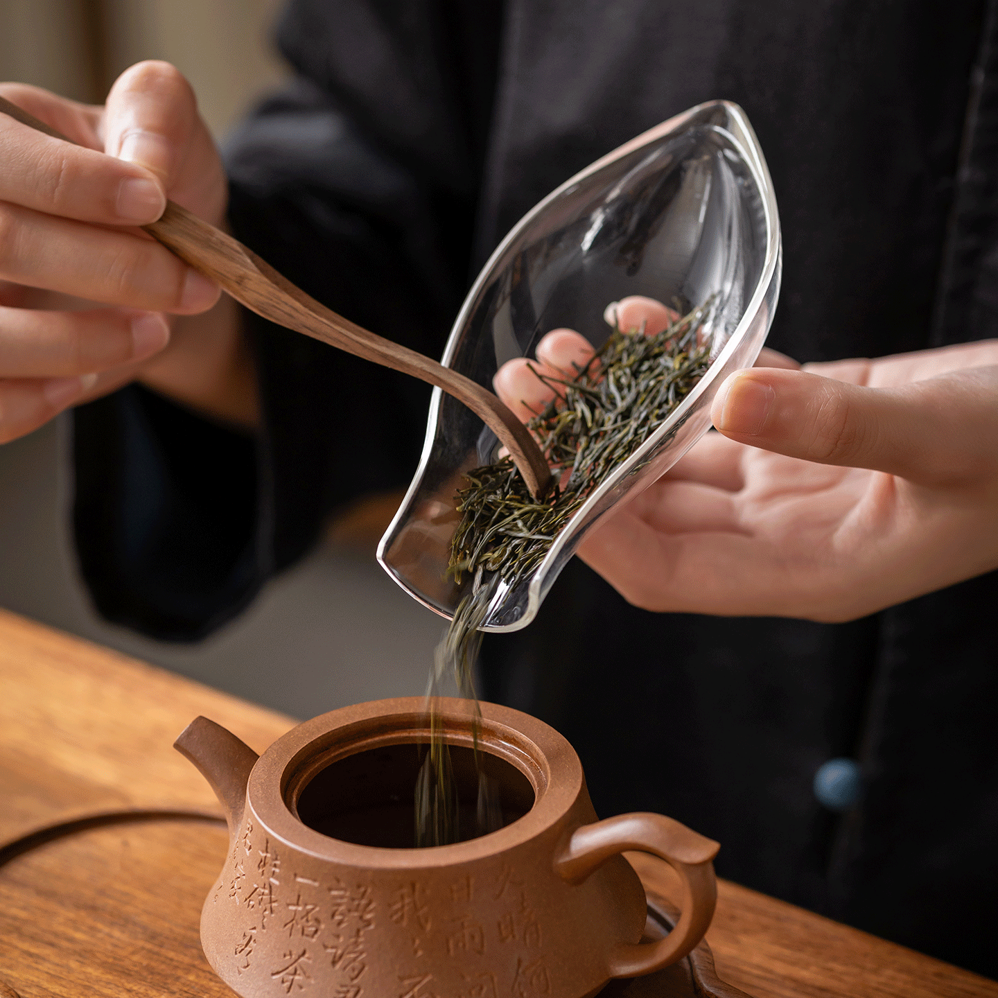 透明玻璃茶则家用功夫茶具配件