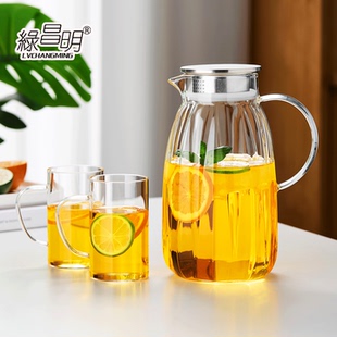 玻璃冷水壶耐高温加厚大容量新款凉水壶凉茶瓶储水凉白开茶壶套装
