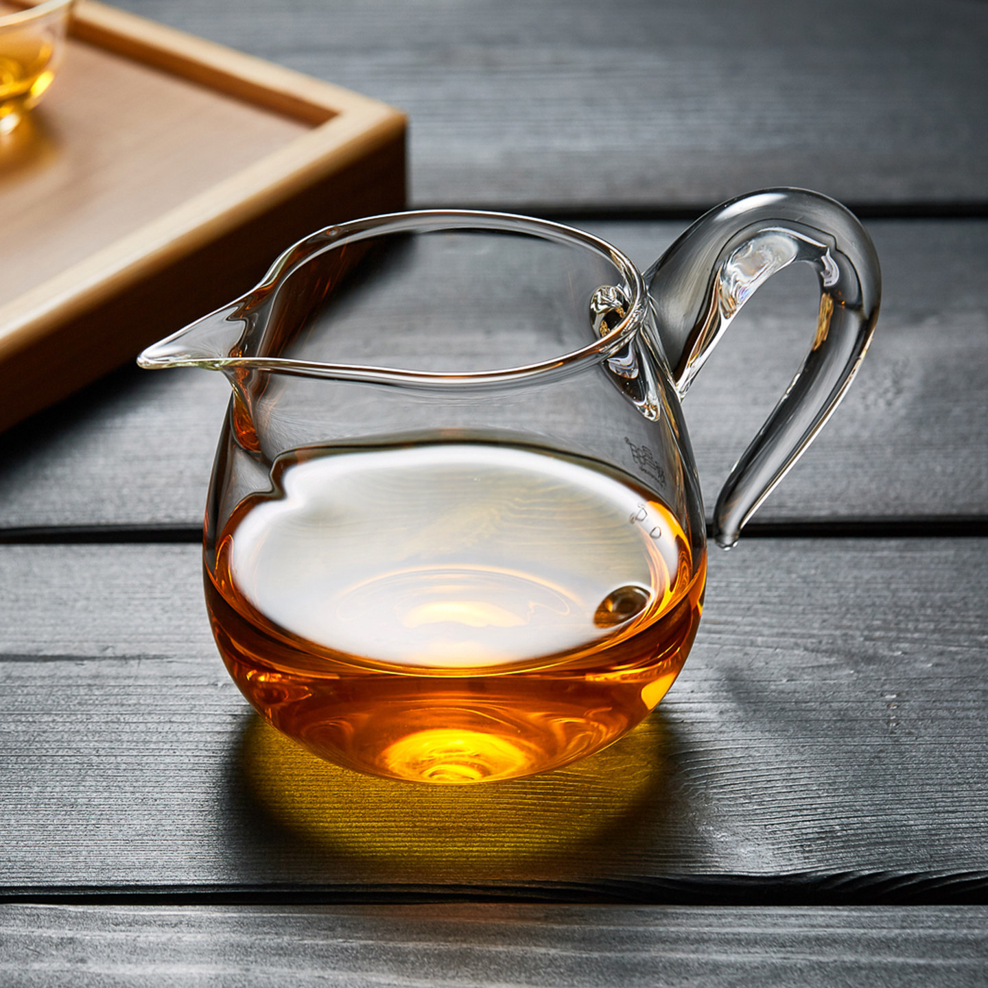 绿昌明玻璃公道杯侧把分茶器加厚图片