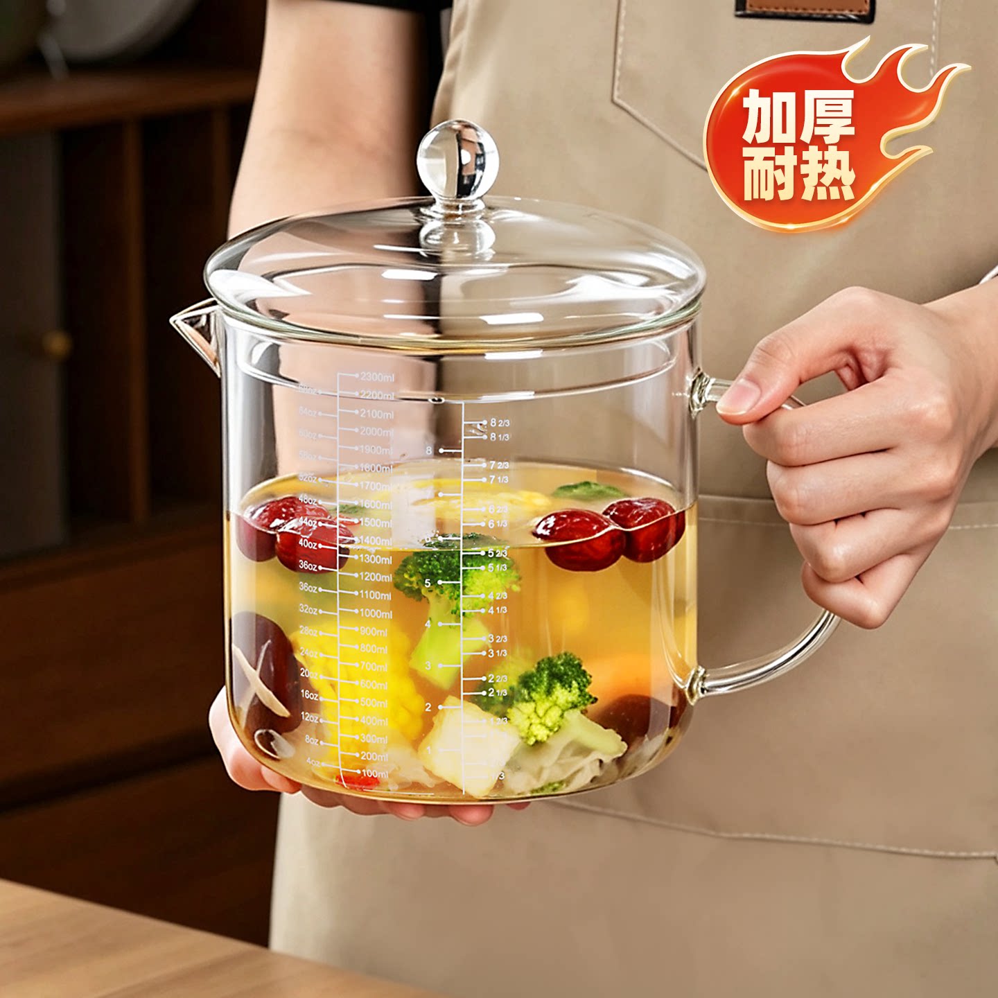 玻璃炖汤锅耐高温加厚大容量高硼硅家用可明火直烧电陶炉银耳煮锅