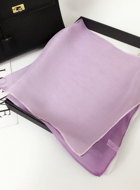 上海故事韩版真丝桑蚕丝丝巾女夏季淡紫色65cm方巾装饰百搭围巾