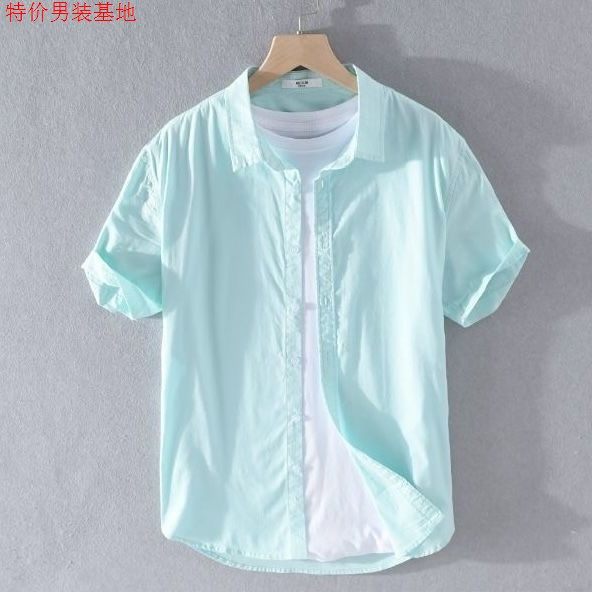 极麻清新基础休闲短袖棉麻衬衫男士日系夏季宽松青年文艺亚麻衬衣,男装,衬衫,淘宝优惠券,粉丝福利购,淘宝优惠卷