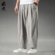 棉麻直筒长裤 夏季 子宽松大码 阔腿裤 中国风亚麻休闲九分裤 男汉服裤
