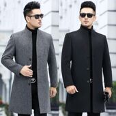 立领毛呢风衣轻奢商务休闲韩版 时尚 外套帅 呢大衣男中长款 秋冬新款