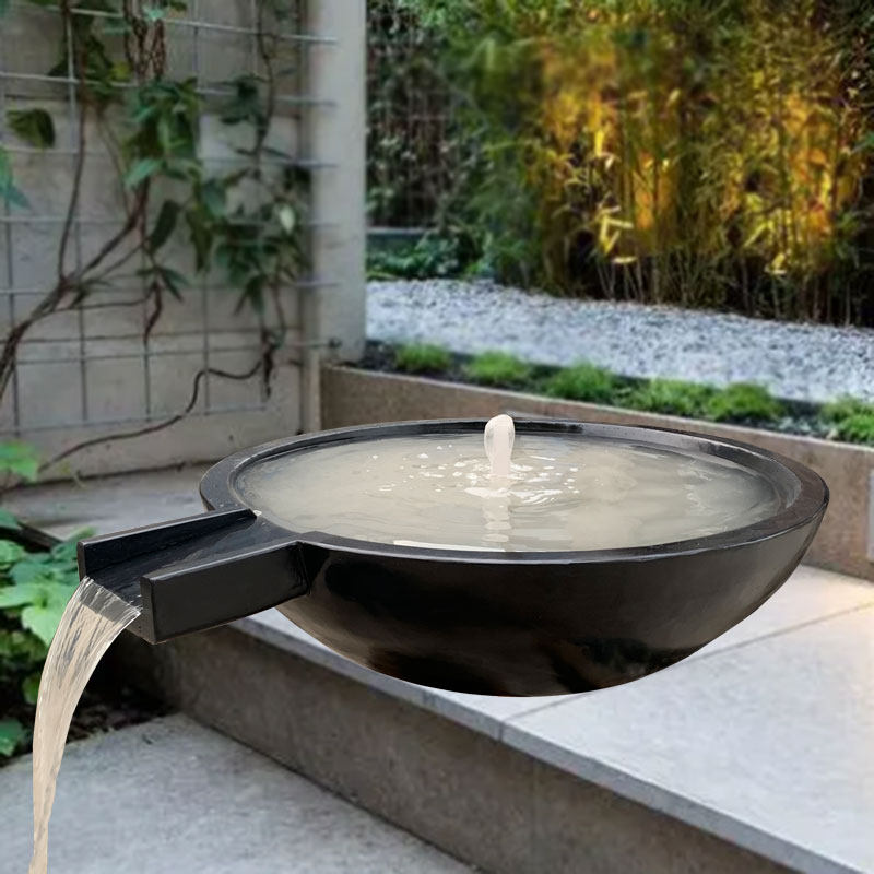 庭院流水石钵石雕水缸造景石盆喷泉户外青石涌泉花园风水招财景观