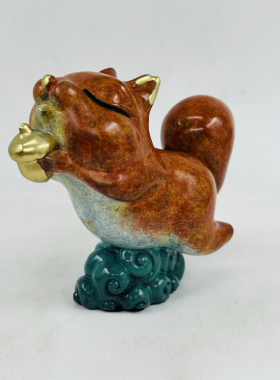 朱炳仁铜 小小飞鼠大侠 飞鼠献福生肖鼠你有缘 全铜家居摆件