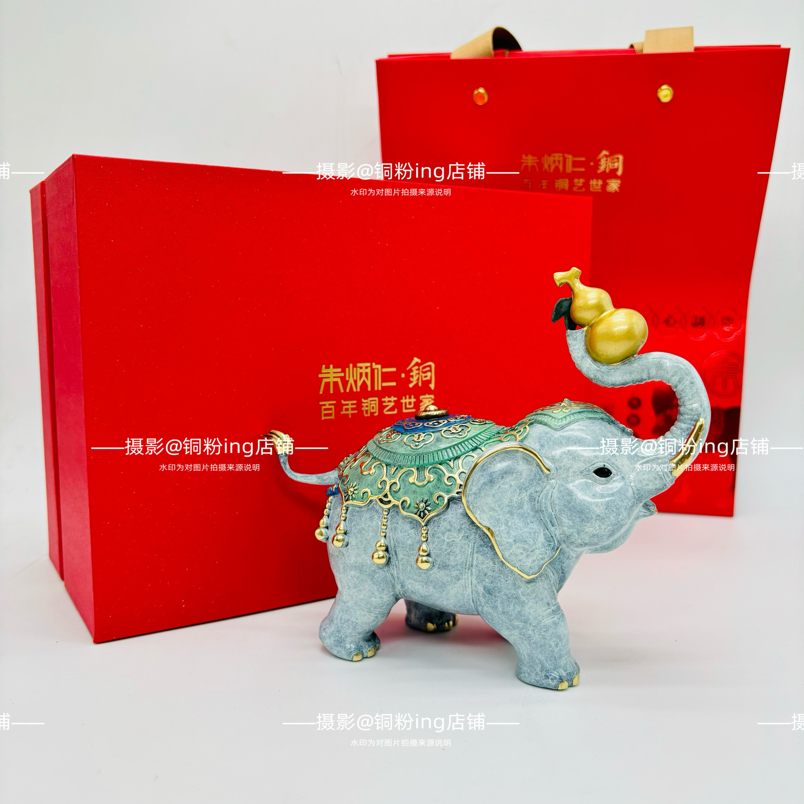 朱炳仁铜福象升平摆件大象摆件客厅办公桌摆放玄关酒柜吸水铜象