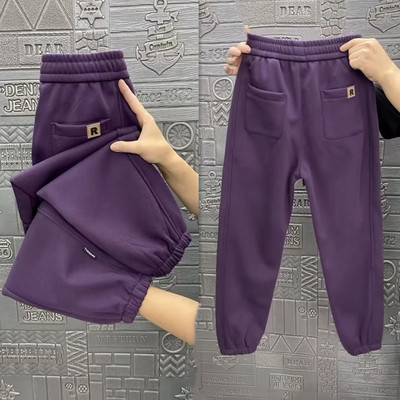 冬季加绒加厚高腰显瘦哈伦卫裤女