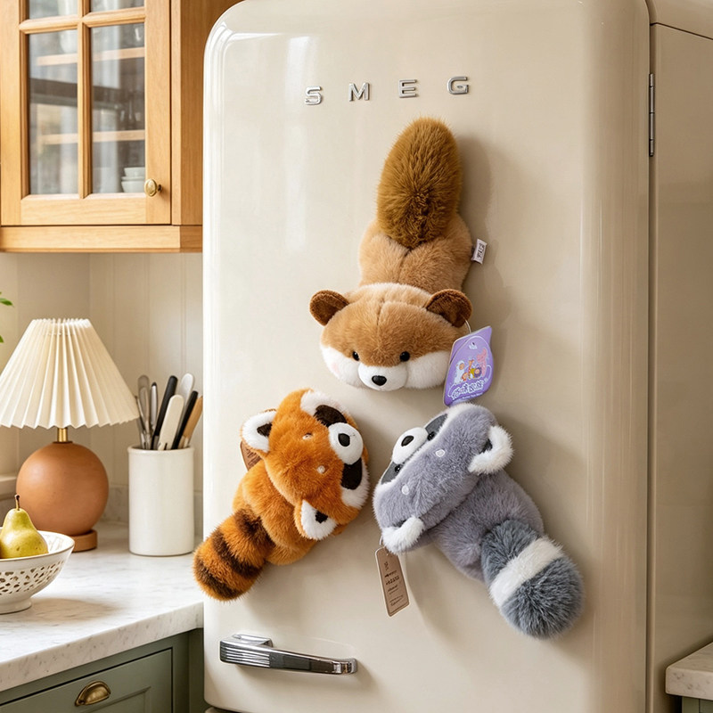 可爱磁吸冰箱贴小熊猫毛绒玩具公仔贴贴桌伴玩偶摆件家具饰品礼物