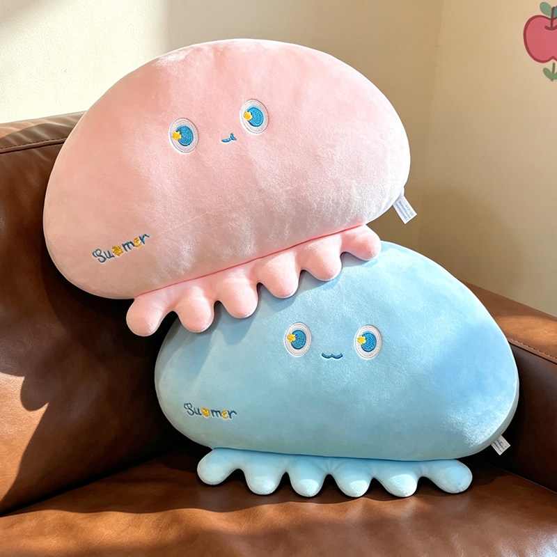 海洋生物水母抱枕毛绒玩具章鱼玩偶床上靠枕办公腰靠儿童女生礼物