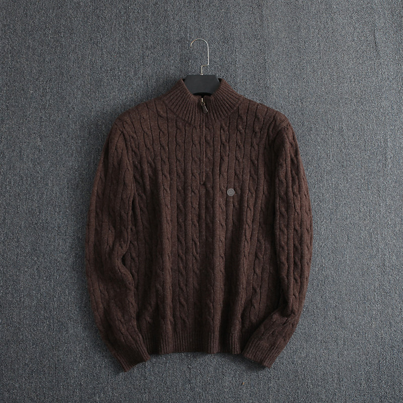 thumbnail for Men's Cable Knit Pullover Long-Sleeve Knit Sweater Half-Zip Knitwear Sweater