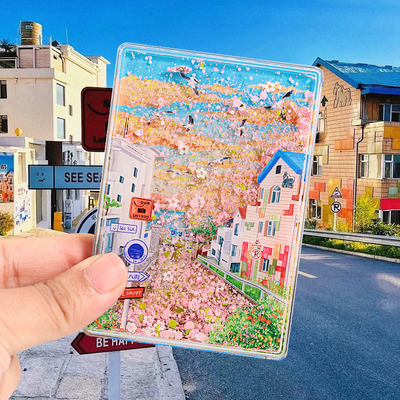 山东威海旅游纪念品火炬八街亚克力流沙冰箱贴文创礼品磁性工艺品