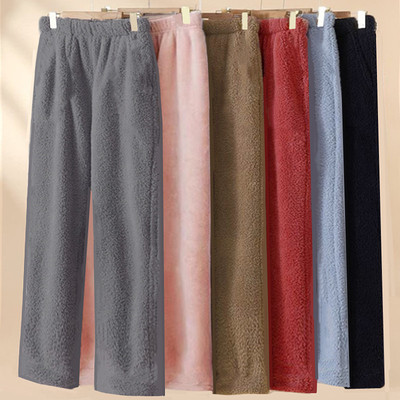 福利款加厚暖暖直筒珊瑚绒睡裤女