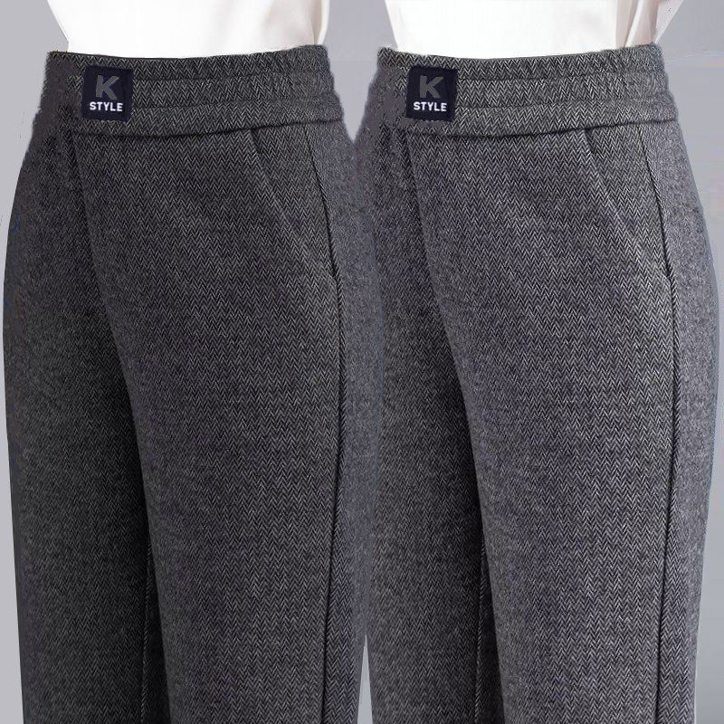 秋冬中年妈妈呢子加绒加厚直筒裤松紧高腰九分休闲裤百搭爆款筒裤,女装/女士精品,休闲裤,淘宝优惠券,粉丝福利购,淘宝优惠卷