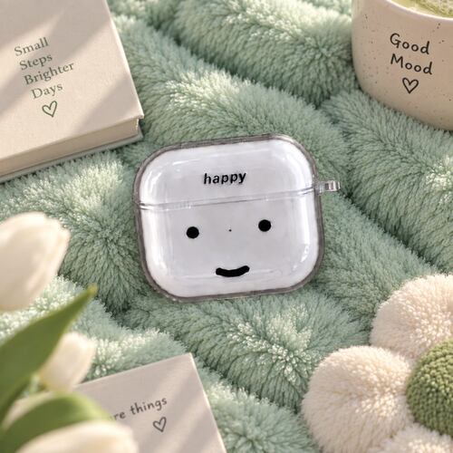 苹果AirPods保护套适用airpods1/2/3/4/5/pro/pro2/pro3保护壳防摔保护套开心笑脸保护壳可爱透明保护套