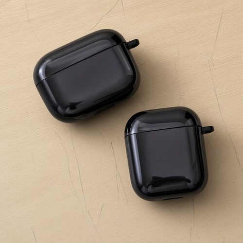 亮面保护套纯黑光面耳机壳适用airpods1/2/3/4/pro/pro2/pro3苹果AirPods保护套简约潮流轻薄防刮保护防磕碰