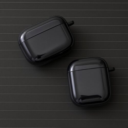防摔保护套纯黑光面耳机壳适用airpods1/2/3/4/pro/pro2/pro3苹果AirPods保护套简约亮面防刮保护简约保护套