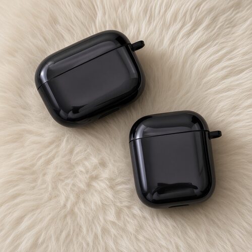 适用airpods1/2/3/4/pro/pro2/pro3苹果AirPods保护套轻薄保护纯色保护壳黑色光面保护壳全包防护黑色保护套