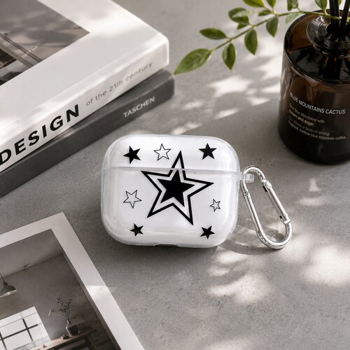 苹果AirPods保护套星星印花耳机壳潮流适用airpods1/2/3/4/pro/pro2/pro3透明软壳防刮保护防尘防摔全包保护