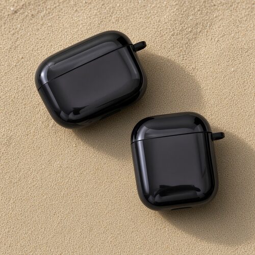 纯色保护壳纯黑光面耳机壳适用airpods1/2/3/4/pro/pro2/pro3苹果AirPods保护套新款亮面亮面保护套防刮保护