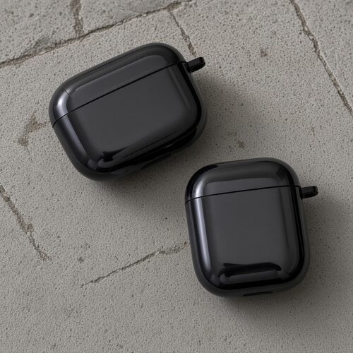 全包保护亮面黑色耳机壳适用airpods1/2/3/4/pro/pro2/pro3苹果AirPods保护套防摔防摔保护耳机保护套防尘