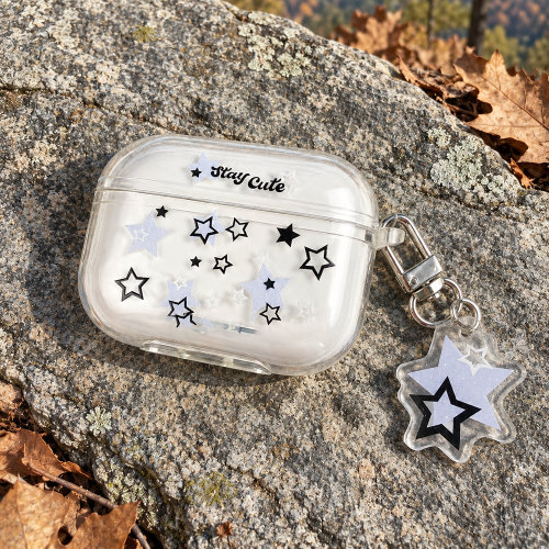 星星保护套苹果AirPods保护套适用airpods1/2/3/4/5/pro/pro2/pro3无线耳机套蓝白五角星耳机壳保护壳创意