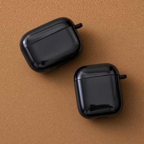 耳机盒保护壳黑色光面软壳适用airpods1/2/3/4/pro/pro2/pro3苹果AirPods保护套透明防摔保护套黑色保护套