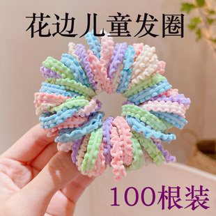 100根袋装花边儿童发饰可爱编辫子扎头发扎发橡皮筋弹力不伤发绳