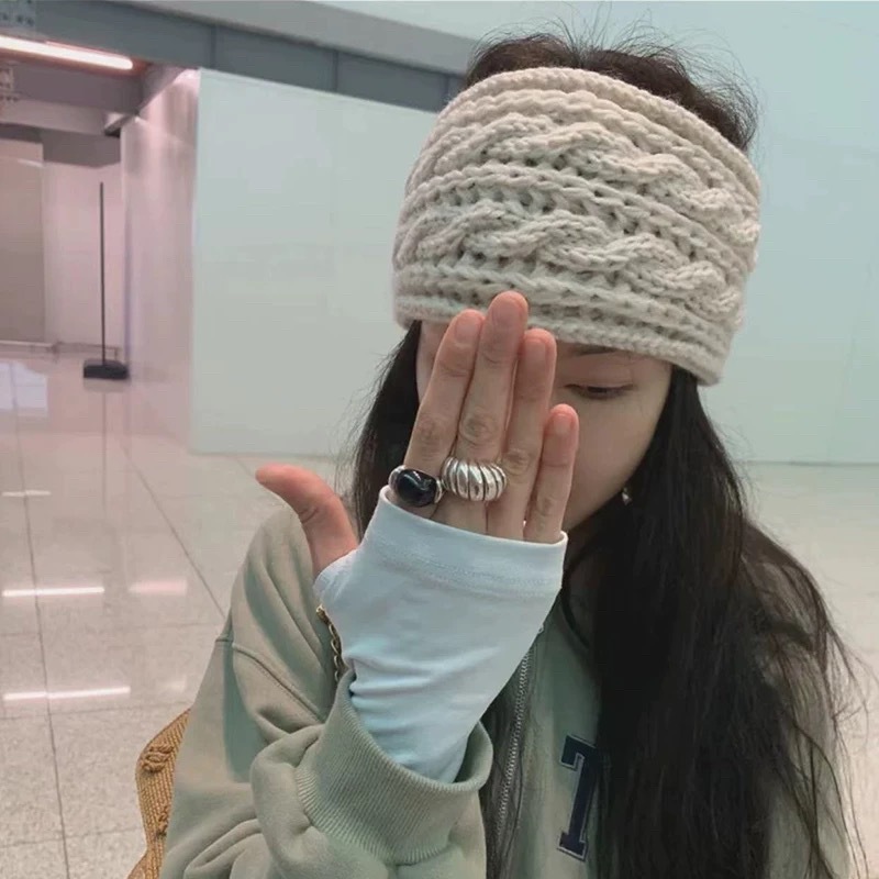 韩系针织麻花发箍宽边毛线发带