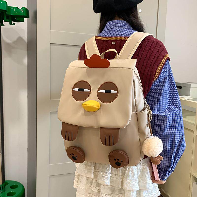 丑萌咕咕鸡背包女初中高中学生书包2025新款卡通大容量搞怪双肩包图片