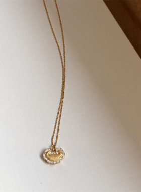 MINICYBER金色如意锁项链法式复古祥云女精致简约高级感锁骨链款