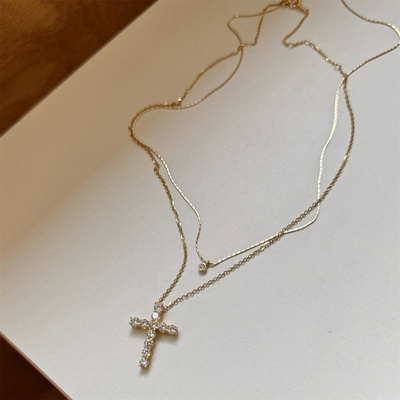 minicyber纯银镀金项链镶嵌锆石