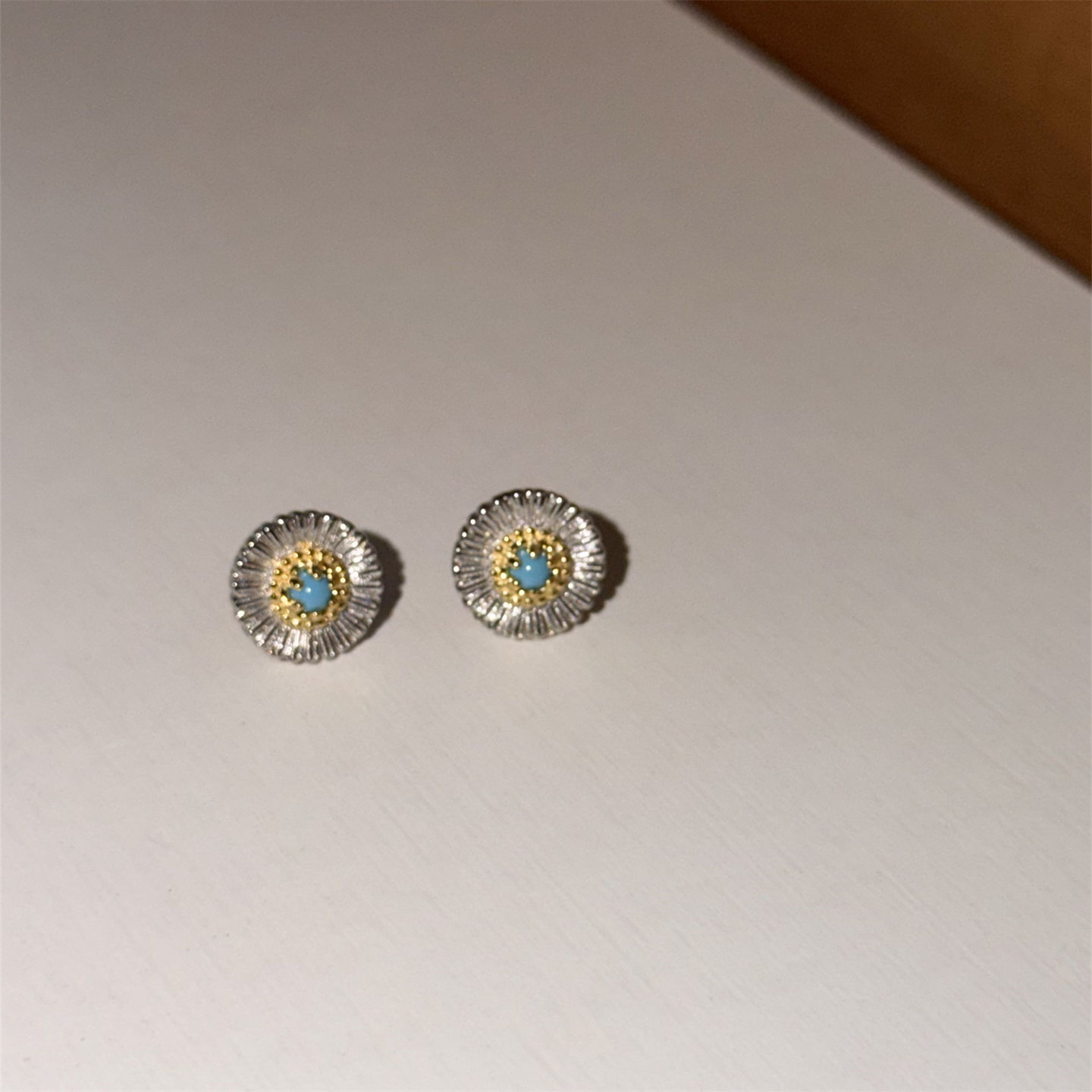 minicyberS925纯银镶绿松石耳钉