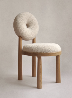 高品质甜甜圈椅实拍梳妆台椅子羊羔绒化妆椅baba实木化妆凳易家居