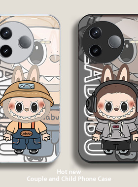 拉布布适用红米k80手机壳k80Pro玻璃壳k70至尊版男女情侣k60全包k50/k40/k30液态note14/13/12/11新款保护套+