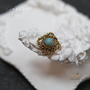 #松石绿# 西德vintage金属纽扣 18mm(边长15)琉璃绿松石匠人手工