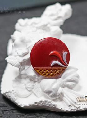 #1950s捷克故事# 古董琉璃纽扣 27mm手绘浮雕小花 孤品1颗