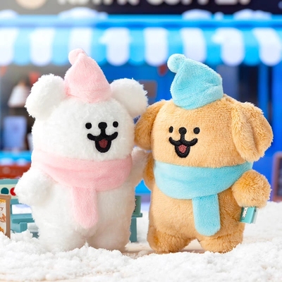 线条小狗Maltese原创拿铁咖啡挂件磁吸可爱毛绒玩偶情侣生日礼物