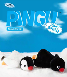 正版pingu滑行公仔一对可爱企鹅小玩偶女生桌面装饰摆件毛绒娃娃