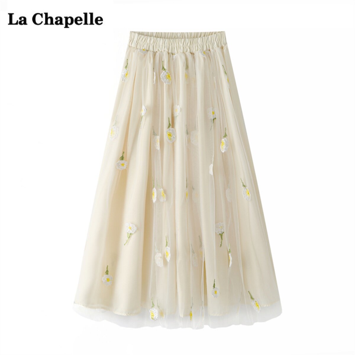 拉夏贝尔/La Chapelle花朵刺绣网纱半身裙女夏季显瘦中长款a字裙怎么样,好用不?