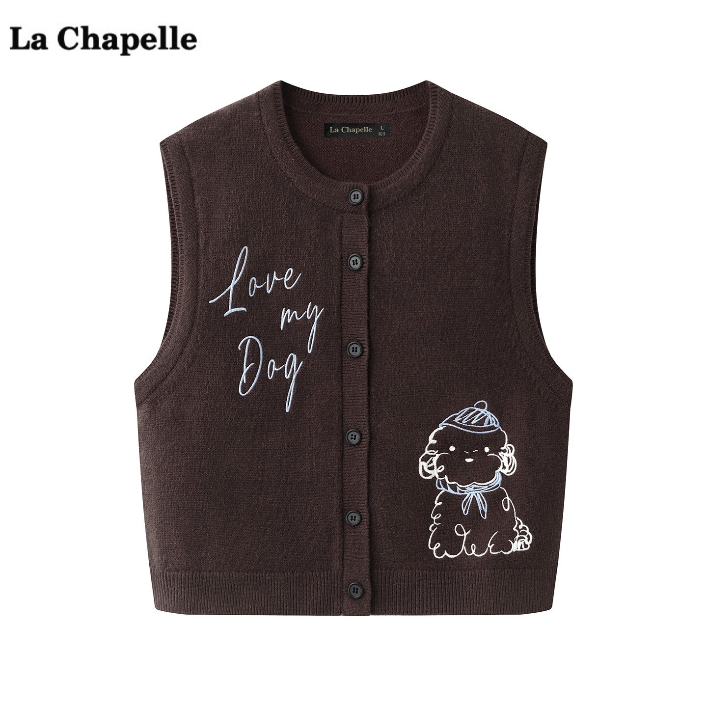 拉夏贝尔/La Chapelle学院风刺绣针织马甲女秋冬新款外搭背心上衣,女装/女士精品,毛针织衫,淘宝优惠券,粉丝福利购,淘宝优惠卷