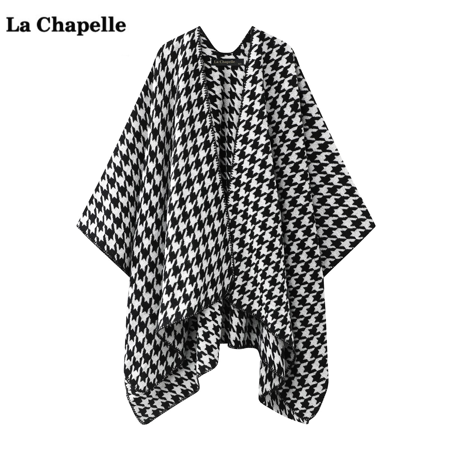 拉夏贝尔/La Chapelle高级感千鸟格披肩斗篷女外搭保暖披风围巾