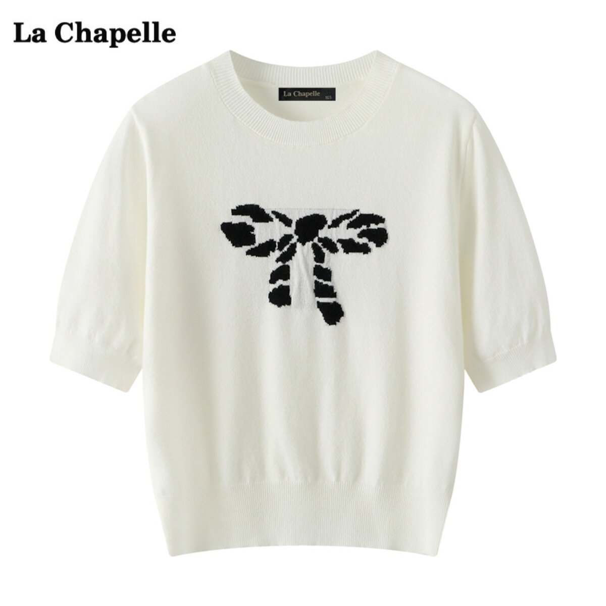 拉夏贝尔/La Chapelle夏季蝴蝶结提花短袖针织衫女套头T恤上衣怎么样,好用不?