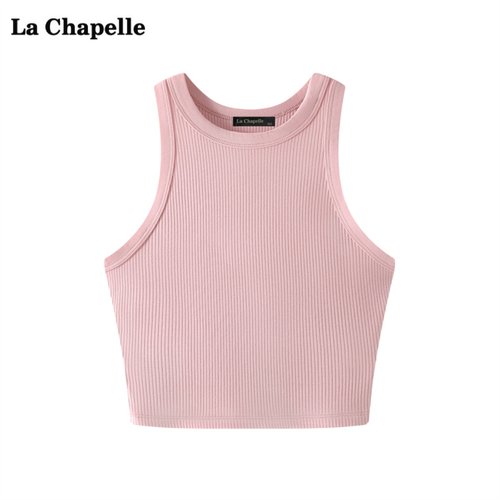 拉夏贝尔LaChapelle粉色辣妹无袖吊带背心女夏季修身百搭短款上衣